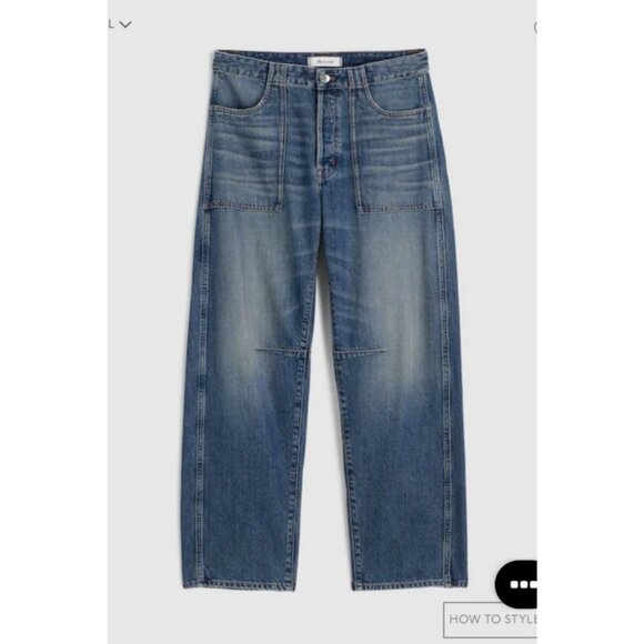Madewell $158 The Darted Barrel-Leg Utility Jean Blue Irmo Wash Size 31 - Picture 6 of 16